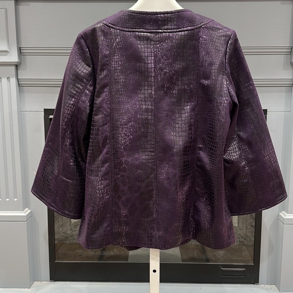Susan Graver Style Purple Faux Snake Skin Leather Jacket - Picture 6 of 9